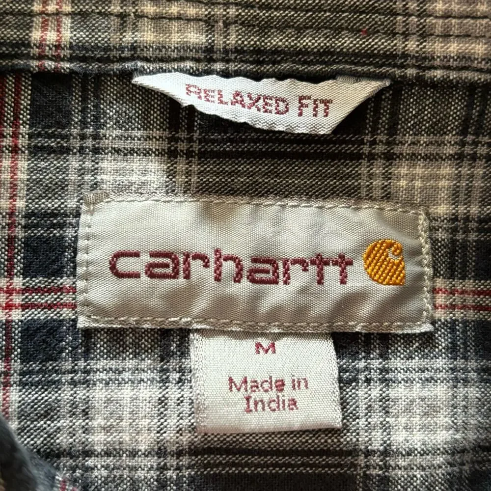 Carhartt Button‎ Down Shirt Top Men's Size Medium Long Sleeves Relaxed Fit Plaid